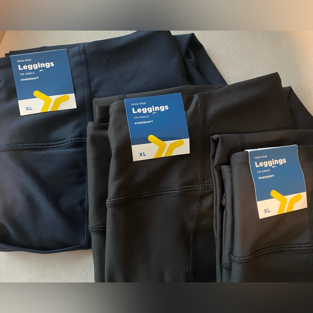 NWT 3 Pair - Old Navy High-Rise Legging 7/8 Ankle PowerSoft with Pockets - XL